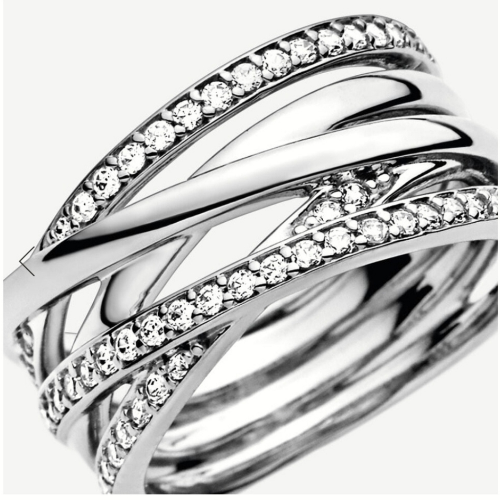 Brand New Pandora Ring  Sparkling Published Lines  Size 7